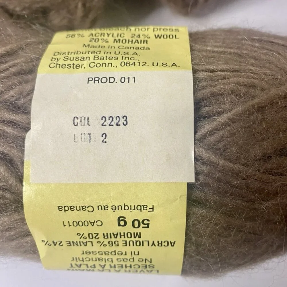 Patons Solo Mohair‎ Wool Acrylic Blend Yarn 11 Skeins Brown Made In Canada